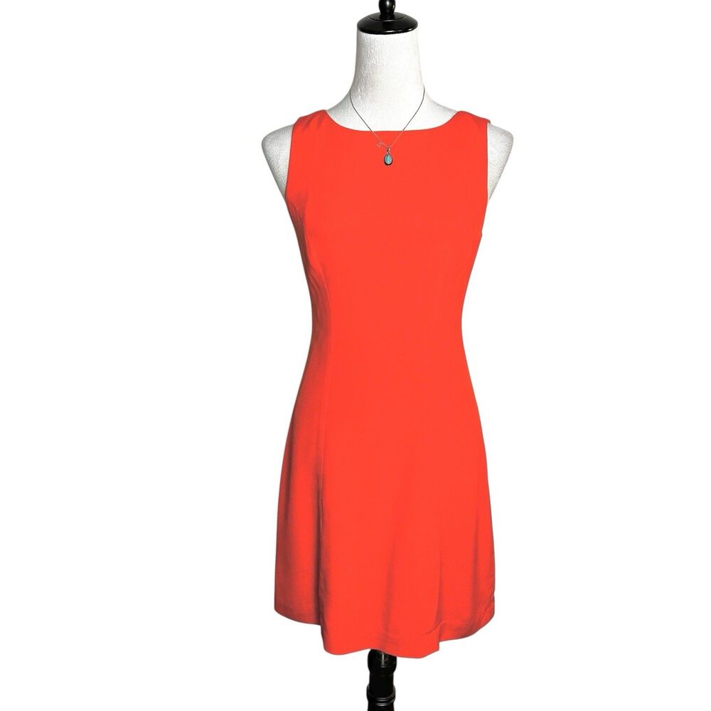 Hugo Buscati Silk Sheath Dress Orange Sleeveless Cocktail‎ Wedding Guest Size 4